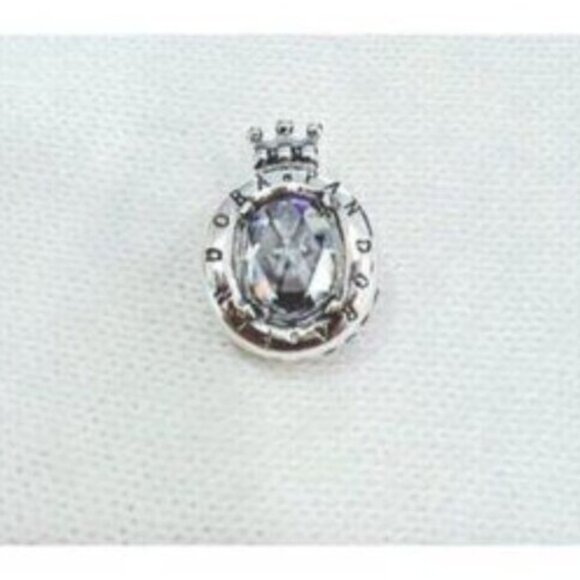 Pandora Sterling Silver Clear Sparkling Crown O Charm For Bracelet S925ALE Silve - Picture 3 of 5